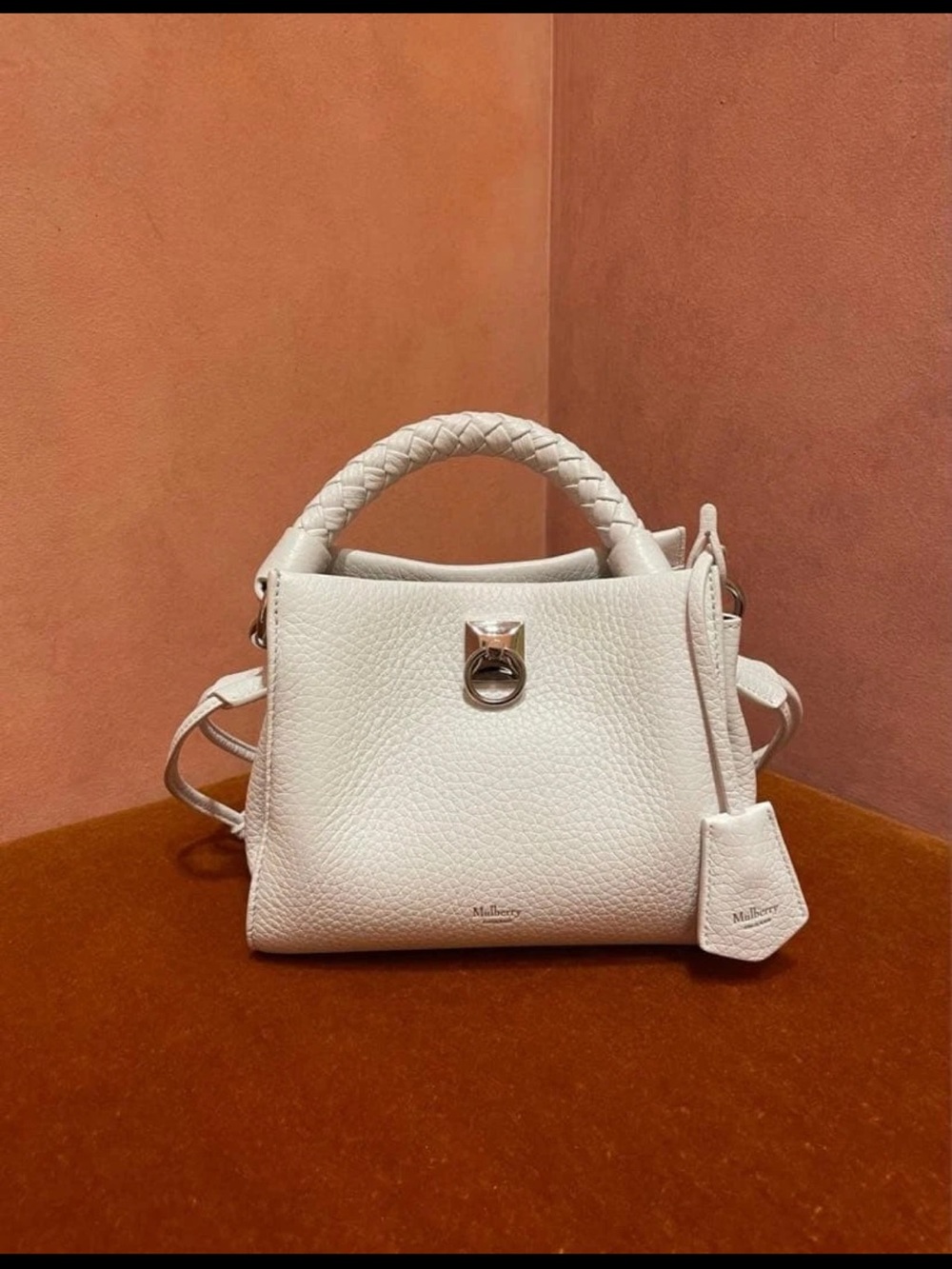 Mulberry Cream Leather Braided-Handle Satchel - Picture 1 of 16